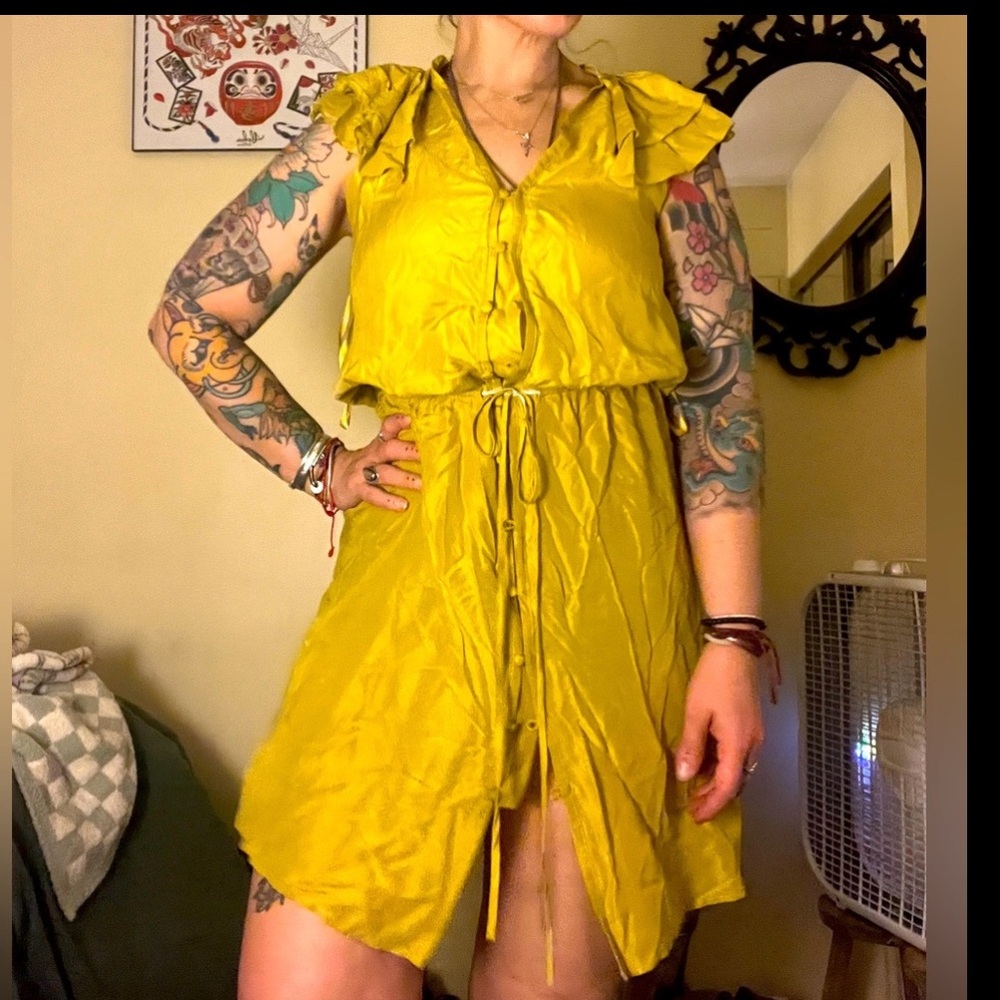Silk yellow dress-